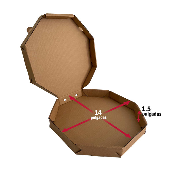 25 Cajas para pizza 14 pulgadas Octagonal ( $ 14.62 x caja )